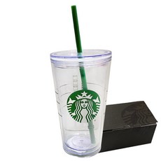 STARBUCKS 星巴克 透明吸管冷飲杯+包裝禮盒, 透明, 473ml