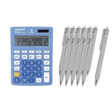 모나미 계산기 MC-102 + 볼펜 FX153 0.5mm 12p, 블랙, 1세트