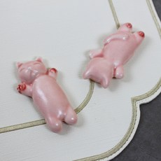 Dalsogum 陶瓷睡覺貓咪叉匙筷架2件組, 1套, 粉紅貓