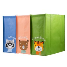 comet 動物圖案分類回收袋, 藍色 + 粉橘色 + 草綠色