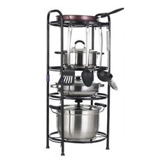 Min Sung Company圓形立式置物架 圓形 4層, 黑色