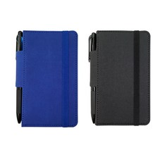 標準筆環鬆緊帶精裝筆記本 S迷你 2款 96張 + 3色原子筆, 藍色 + 黑色, 2套