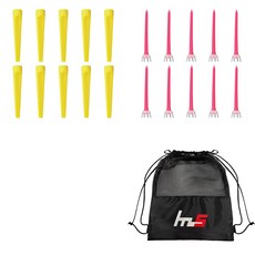 NAYASTYLE 塑膠高爾夫長Tee黃色10入 + PE高爾夫長Tee紅色10入 + 收納袋套組 GFYP-185-3 173-6PU, 混合色