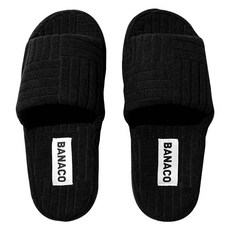 banaco 鮮豔毛巾布室內拖鞋, 黑色, 1組