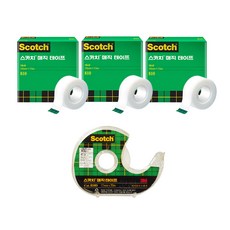 3M 思高隱形膠帶補充包 810 12mm x 18m 3入 + 膠帶台 810D 12mm x 20m, 混合色, 1套