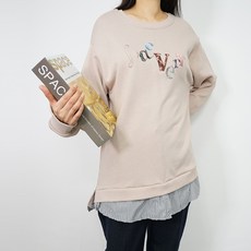 여성용 호피 자수 레이어드 포인트 티셔츠