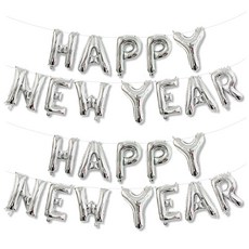 LivingDA 新年訊息銀箔氣球組, 2套, 銀色