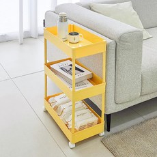 가쯔 로이드 이동식 선반 트롤리 틈새 3단 수납장, 허니옐로우