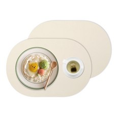 디아르 플래티넘 실리콘 방수 플레인 식탁매트, 아이보리, 43 x 29.5 cm, 2개