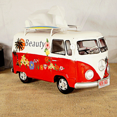 TCR室內擺飾經典巴士模型面紙盒, 混色, 1個