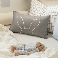 shez Home DTP半超細纖維枕頭套, 兔子炭灰色