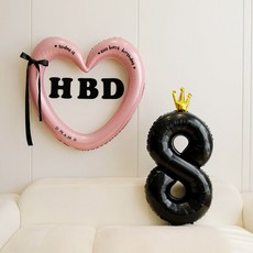 P&B UNITY HBD 愛心環緞帶氣球組, 05-8 粉紅黑 8, 1套