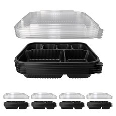 Bloom at home 6格炸豬排容器 黑色, 25個, 1入