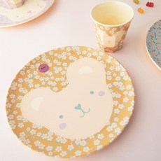 rice 動物餐盤 20cm+水杯 S號, Baby Bear款, 1組