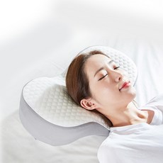 DANIKA 立體記憶海綿頸枕 DKP-1203H+枕頭套+收納袋, 白+灰（枕）