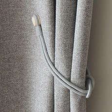 Privatou 鈕扣磁吸窗簾綁帶 51cm, 淺灰色, 1個