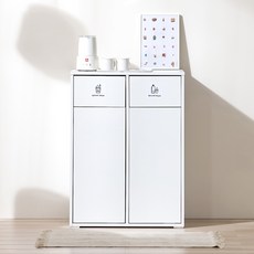 서울소호 클린 분리수거 슬림수납장 고객직접설치, 화이트, 2단