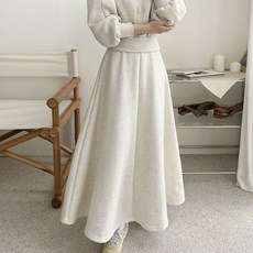 Borimam 內刷毛厚實傘襬鬆緊帶孕婦長裙 Y127