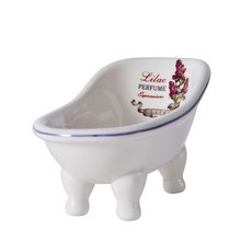 陶瓷法式花卉浴室肥皂架, 1個, 藍色紫丁香香水