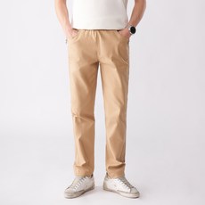 디엘크리 남성용 면 스판 밴딩 절개 면바지