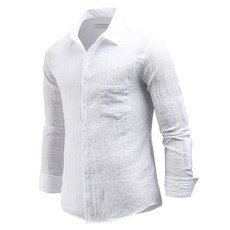 DAKUANG 男款折袖素色牙麻長袖襯衫 C07D14_ss2116