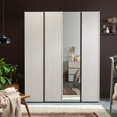 리바트 토피 1600 일반형 거울도어 옷장 행거형 B + B 세트 방문설치, 화이트오크