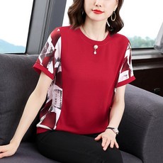 마더브띠 여성용 배색 기하학 반팔 티셔츠