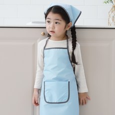 BEBE CHOUETTE 兒童用韓國製深粉彩防水圍裙 + 頭巾套組