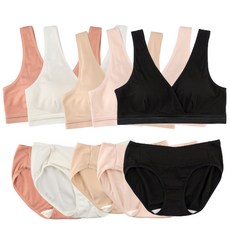 MOMBA 莫代爾V型哺乳內衣褲組 內衣 5色入+內褲 5色入