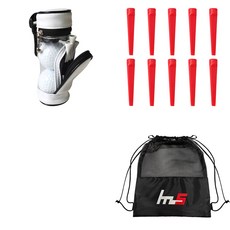 NAYASTYLE 高爾夫球袋 + 塑膠高爾夫長球梯 10p + 收納袋套組 GFYP-133-1+185-5pU, 混色(收納袋), 單色(高爾夫球梯)