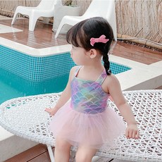 Bebeniz 女童翅膀美人魚雷射連身泳裝