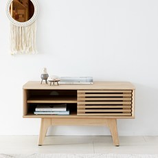 베스트리빙 아키 슬라이딩 도어 수납형 2단 거실장 방문설치, 내츄럴