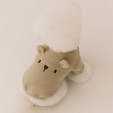 PETSLAND 狗狗Nubear刷毛T恤, 米色, 1個