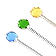 彩色耐熱玻璃攪拌棒 3支入, 綠色、黃色、藍色, 1組