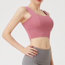 마켓피아 여성용 요가 필라테스 와이드숄더 브라탑 나시