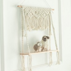 DG生活 Macrame四繩壁掛層架 DG-20, 白色, 1層