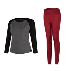 女款瑜伽長袖T恤+內搭褲組