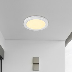 KUMHO Beongaepyo Wonha LED 20W 側光式圓形無頻閃吸頂燈 22cm, 白色 + 燈泡色