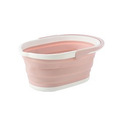 블룸엣홈 손잡이 타원 접이식 자바라 빨래 바구니, 1개, 핑크