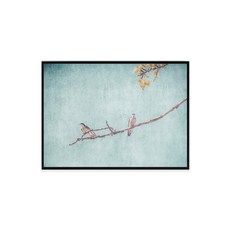 Mabel In Home 室內裝飾高級海報 鳥與樹 + 木質畫框 + 黏貼式掛鉤套組, 黑色, 1個