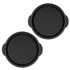 Kkumim 可微波擺盤圓形餐盤組, 1組, 2個圓形餐盤, 沙黑色