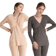 IUNIQUE 莫代爾棉純色孕婦裝上衣 2入+打底褲2入組