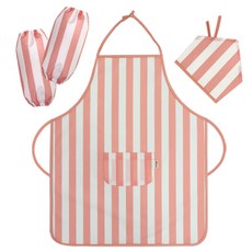 The Happy 兒童用頸掛式圍裙 + 頭巾 + 袖套組 條紋