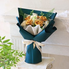 Scent Basket 玫瑰深綠葉墜飾花束, 金色, 1個