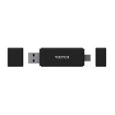 Yoitch USB Type-C雙頭 讀卡器, 黑色的, YG-CR300C