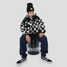 TEEN FLOW 兒童Vibe Checker棋盤格紋夏爾巴夾克 TLEX218