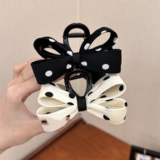 BIBIMUA 復古大圓點蝴蝶結髮夾 2件組 HR1954