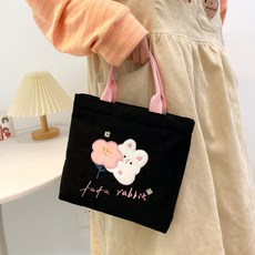 라이브잇 빅플라워 토끼 코듀로이 캔버스 백