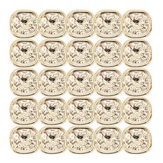 壓皺方形帶腳2 電鍍鈕扣 15mm, 25個, 金色