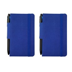 標準筆環綁帶精裝筆記本 S迷你 192張 + 3色原子筆套組, 藍色, 2套